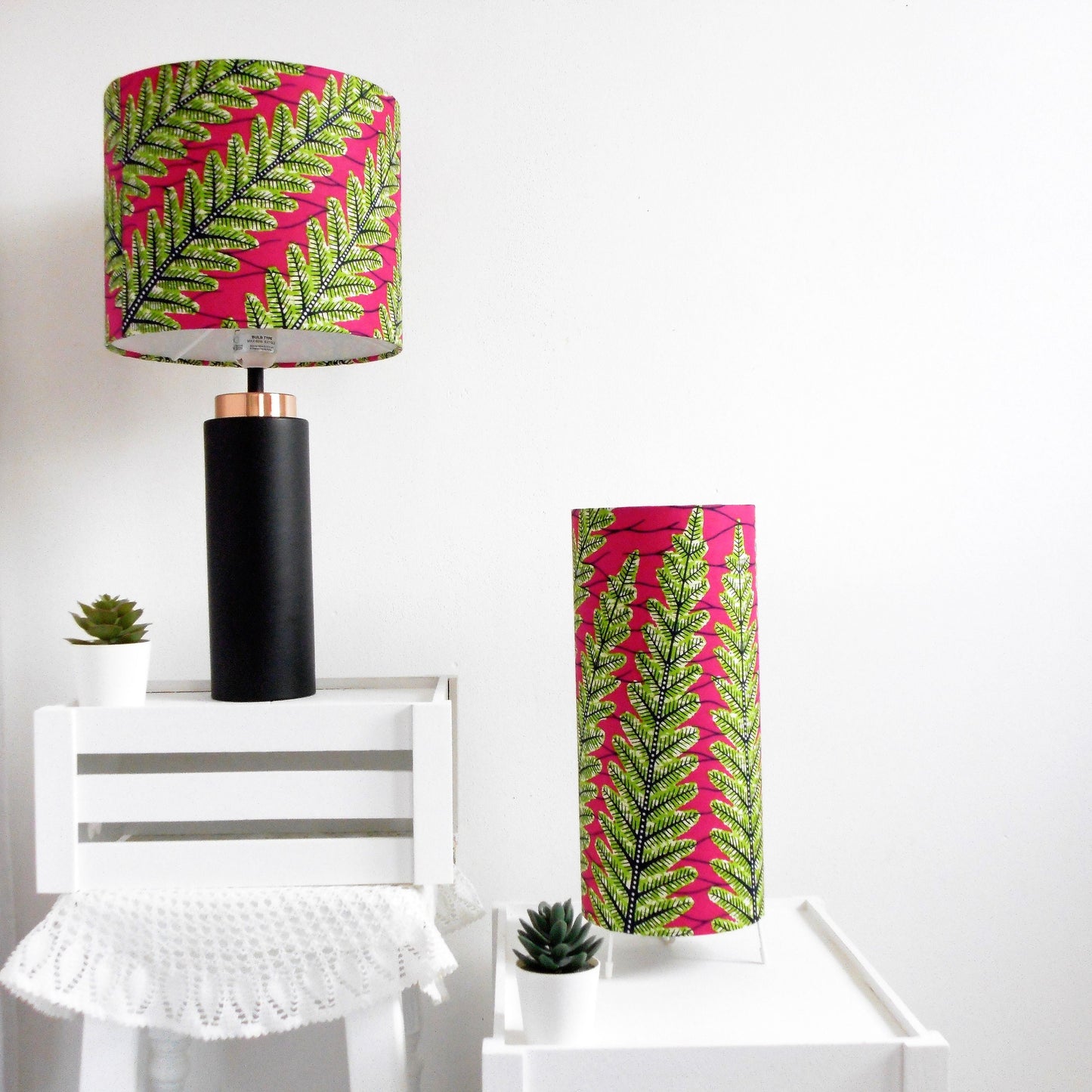 African Print Table Lamp - Fern