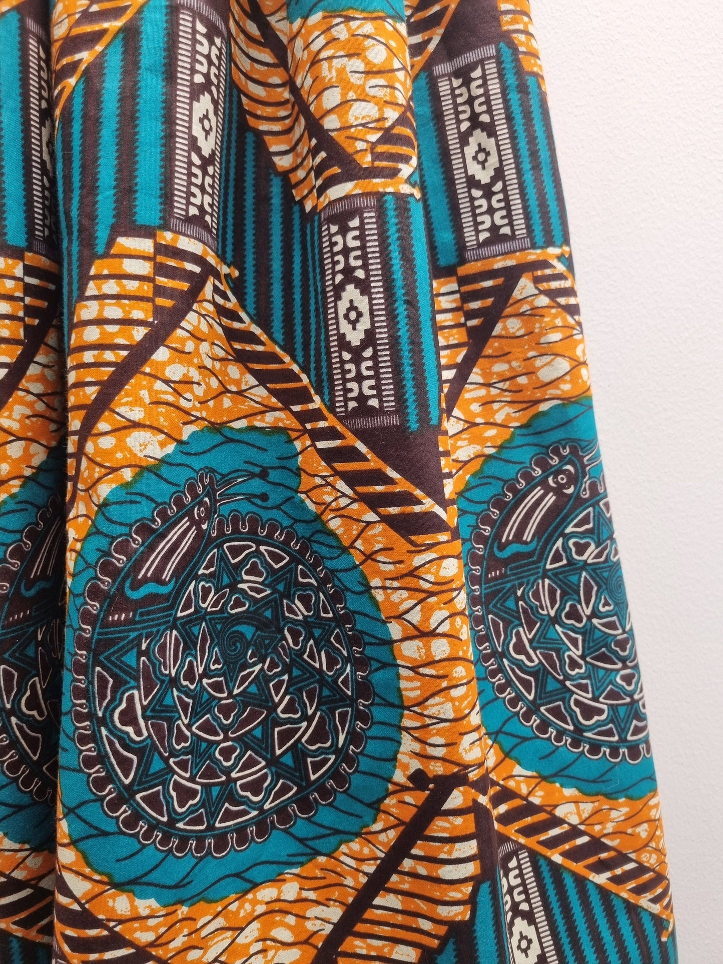 African Print Skirt - Green Teal Orange
