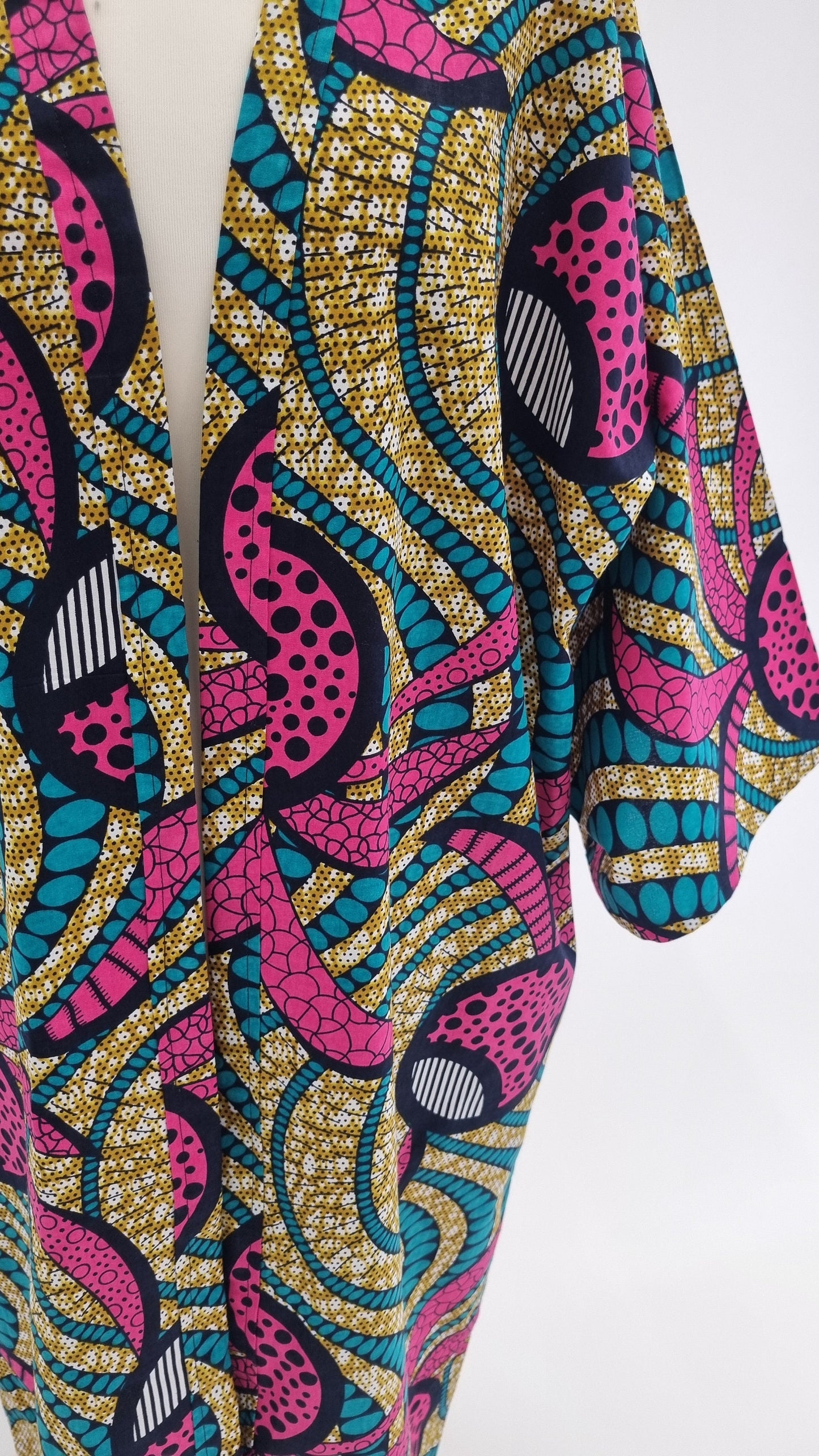 African Print Kimono Style Jacket - one size - Tropical print