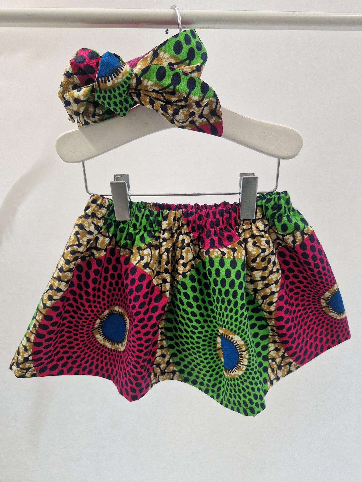 Dashiki African Print Baby Girl Skirt & Matching Headwrap (newborn - 3 years)