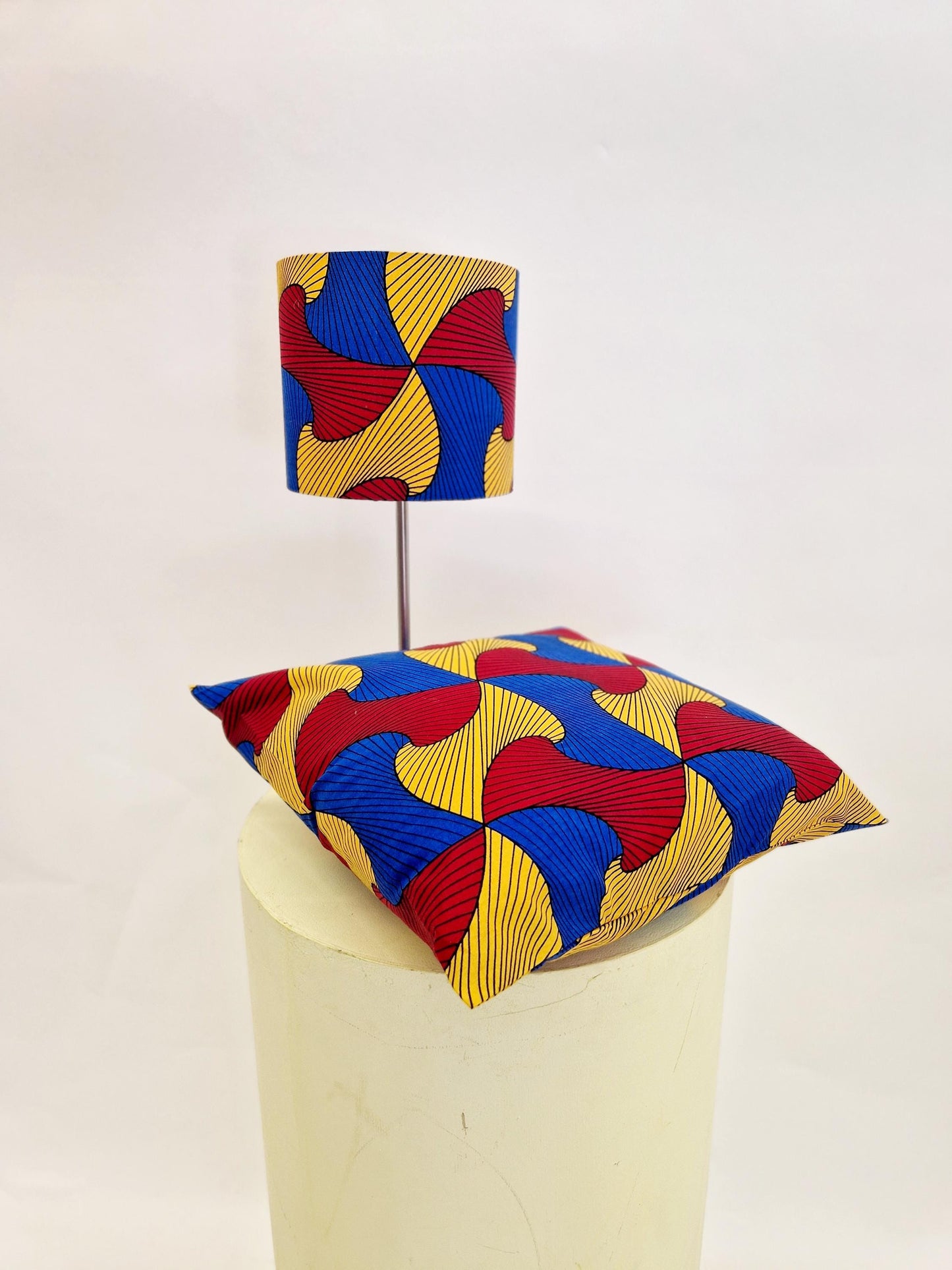 African Print Lampshade 15-45cm - Red Blue Swirl