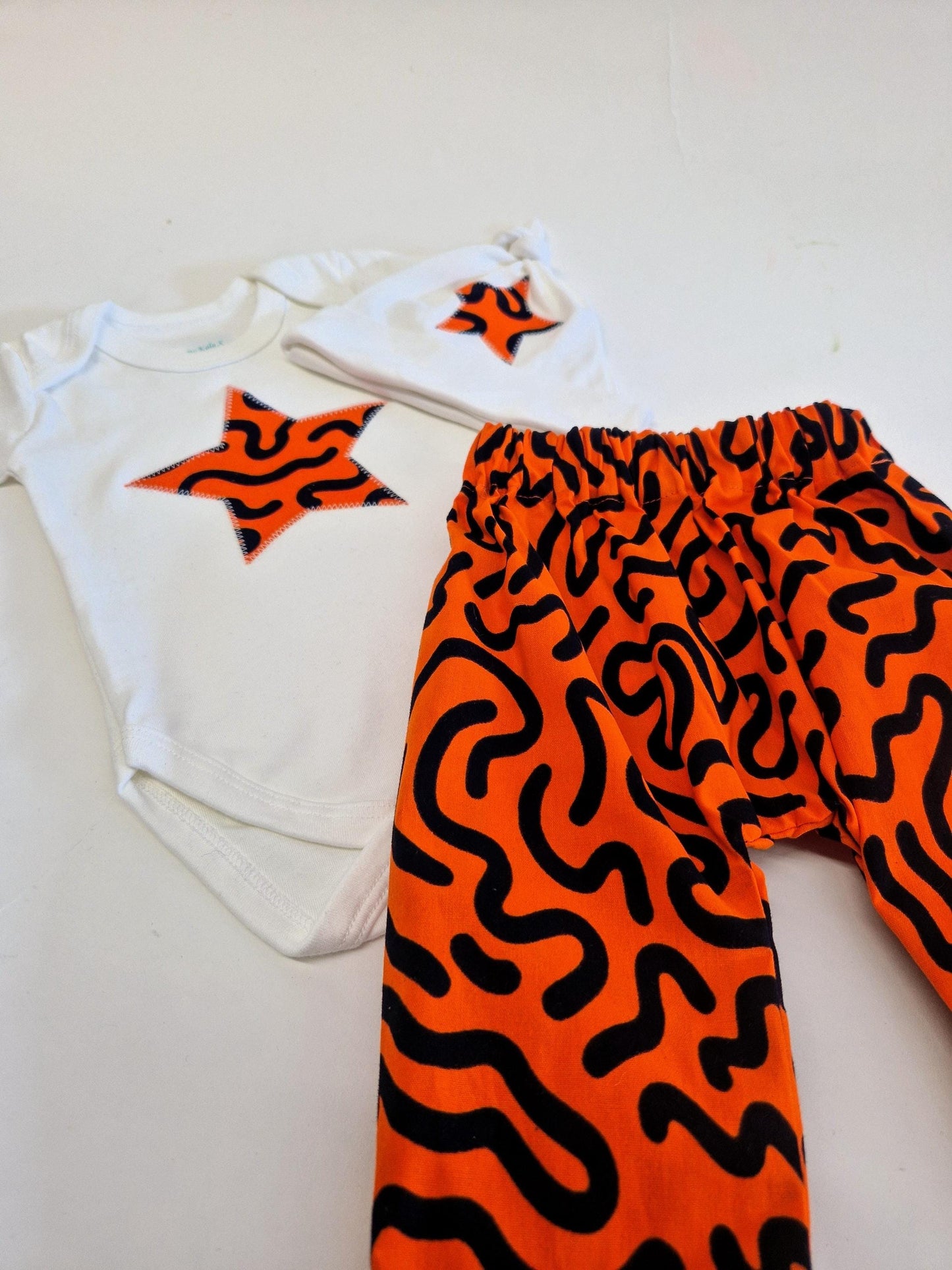 African Print Star Bodysuit, Baby Vest, 0-18 months - Orange