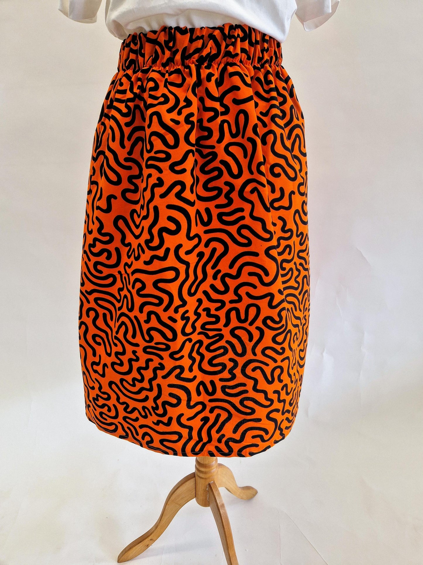 Adult African Print Skirt Adult Skirt, Wax Print Skirt, Cotton Skirt - Orange