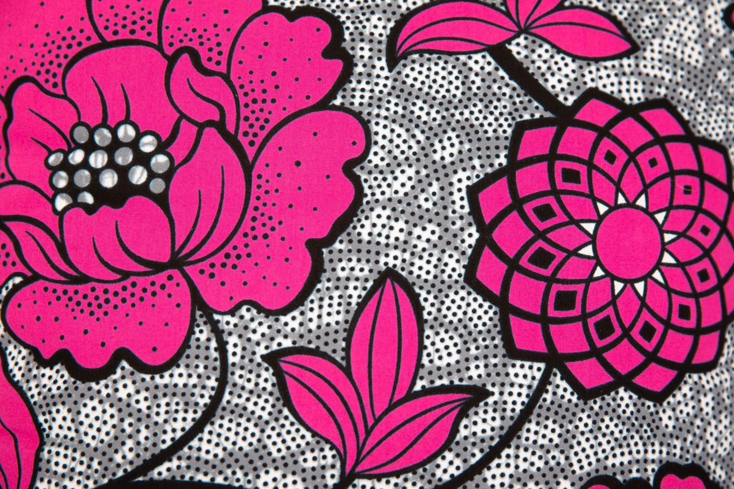 African Print Cushion Cover - Grey Pink