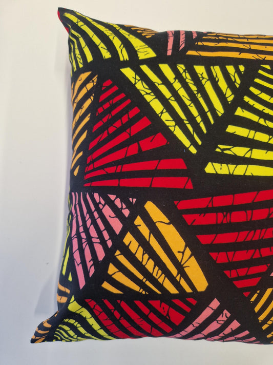 African Print Cushion Cover: Handmade Ankara Pillow, 18x18 inch - Mixed Print