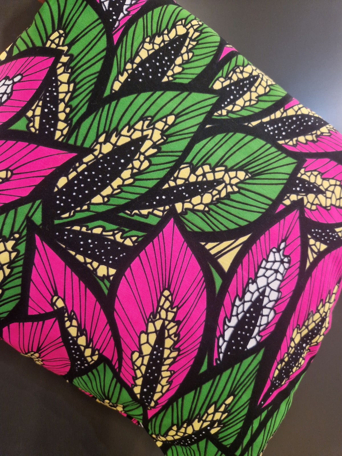African Print Envelope Cushion Cover - Pink Green Burst