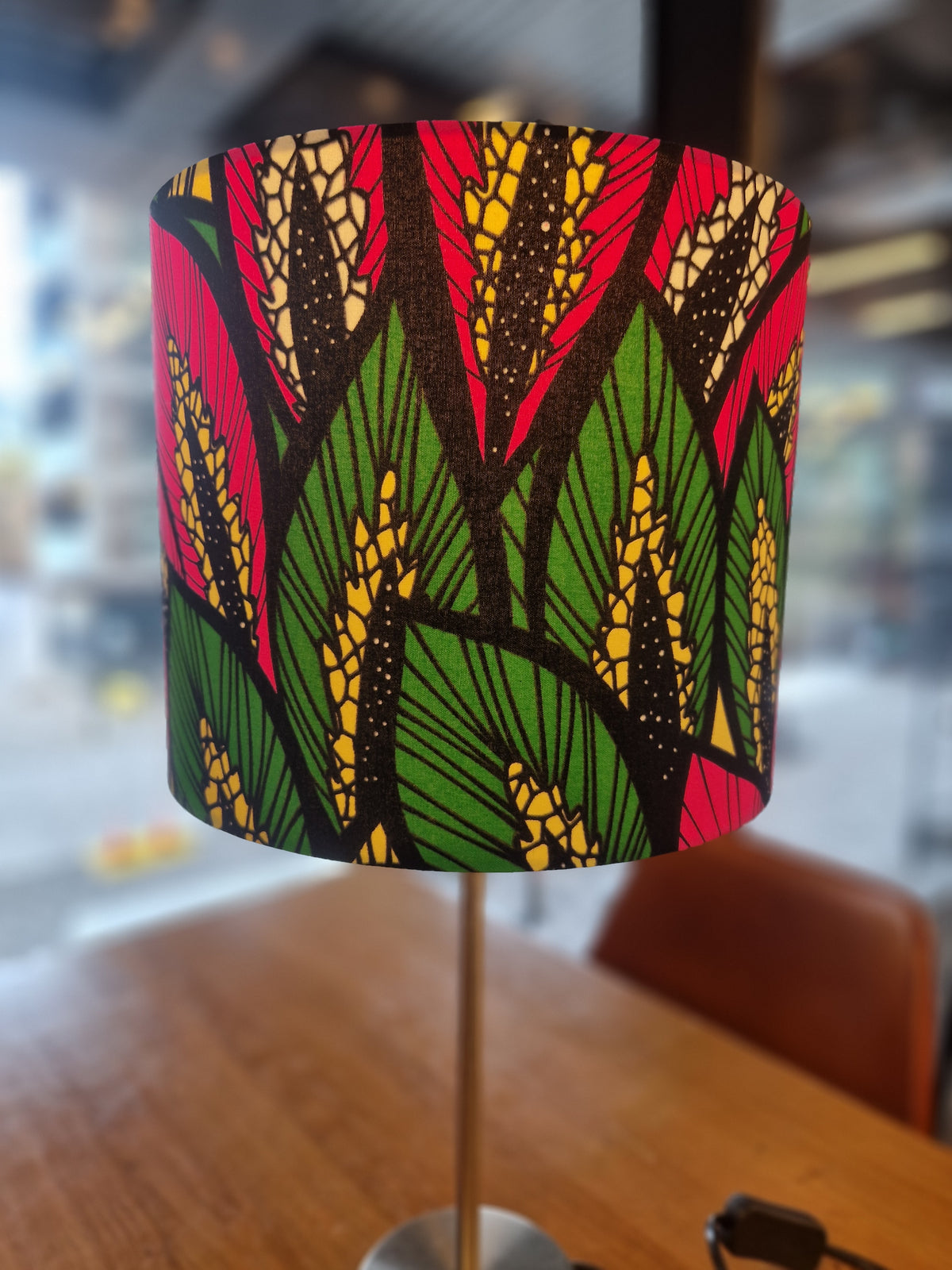 African Print Lampshade 15-45cm - Pink Green Burst