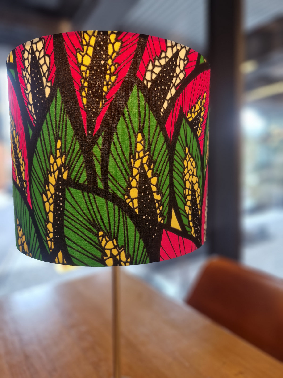 African Print Lampshade 15-45cm - Pink Green Burst