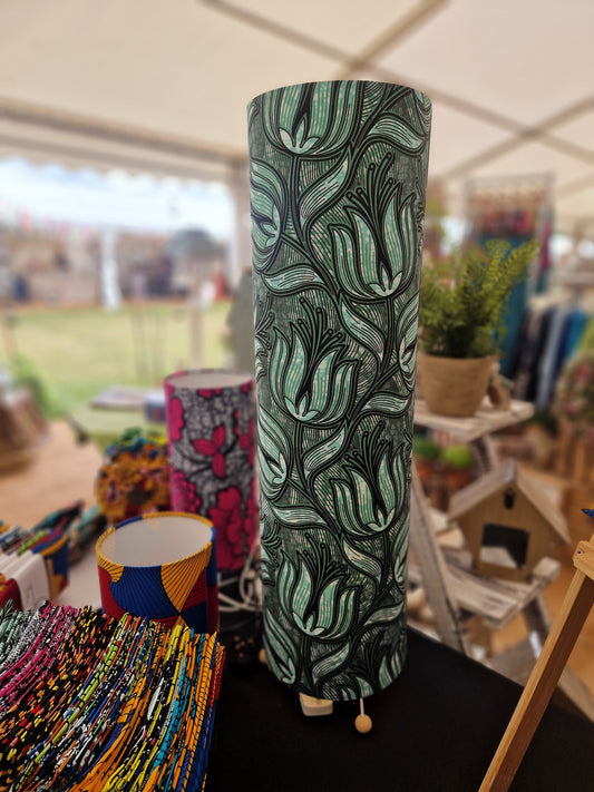 Handmade African Print Table or Floor Lamp - Green