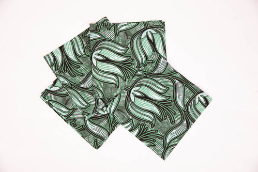 African Print Table Runner and Napkins Set - Green