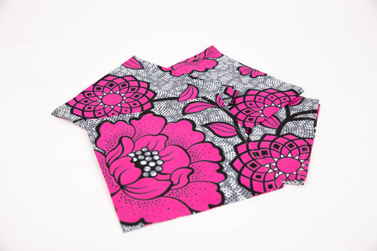 African Print Table Runner and Napkins Set - Pink Grey