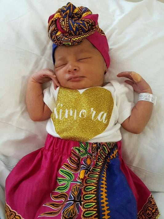 Dashiki African Print Baby Girl Skirt & Matching Headwrap (newborn - 3 years)