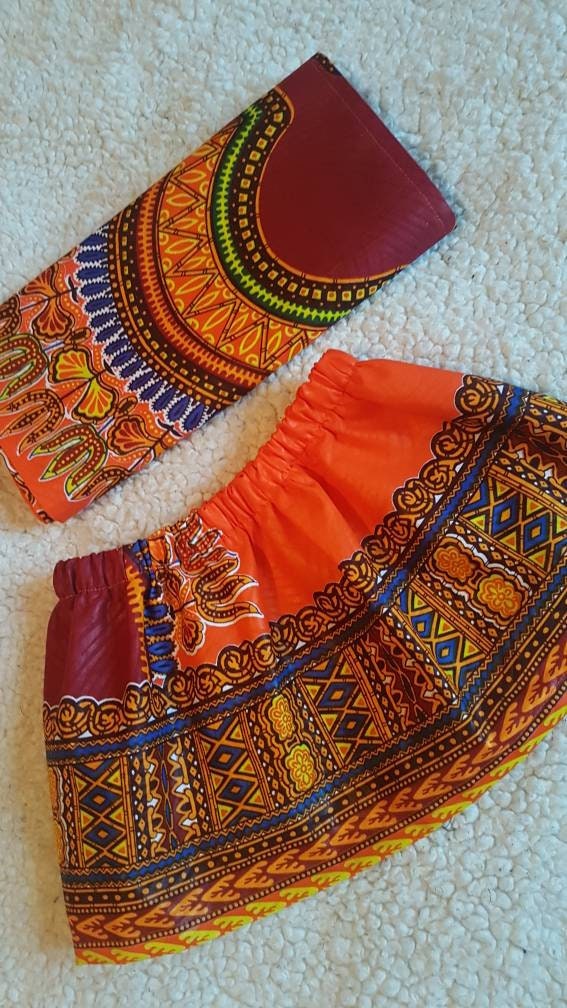 Dashiki African Print Baby Girl Skirt & Matching Headwrap (newborn - 3 years)