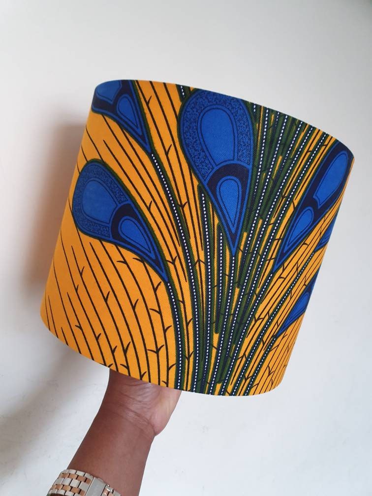African Print Lampshade 15-45cm - Yellow Blue