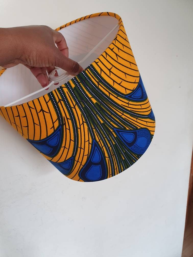 African Print Lampshade 15-45cm - Yellow Blue