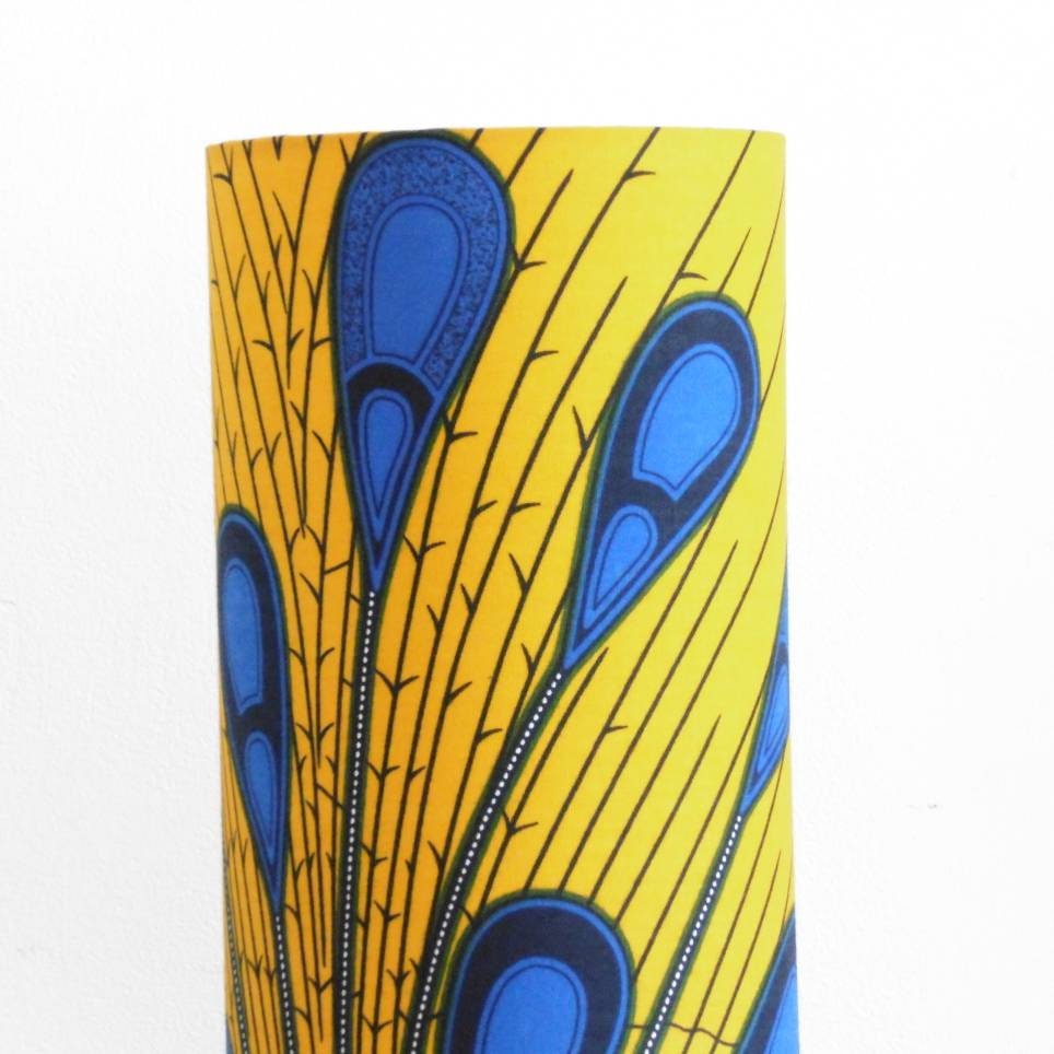 African Print Table Lamp - yellow blue