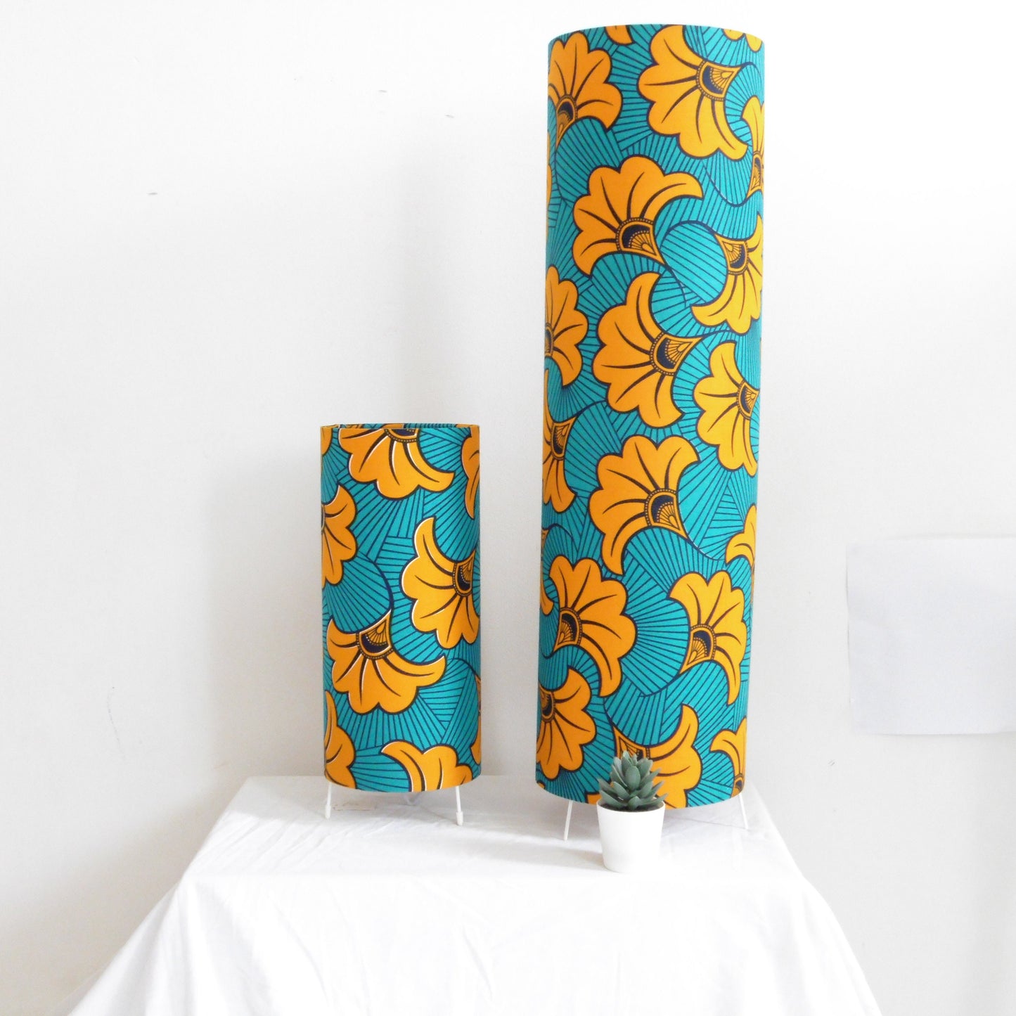 Tall African Print Floor Lamp - Teal