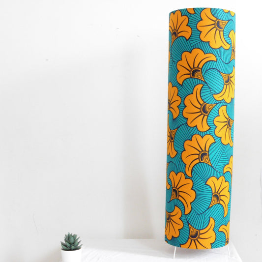 Tall African Print Floor Lamp - Teal
