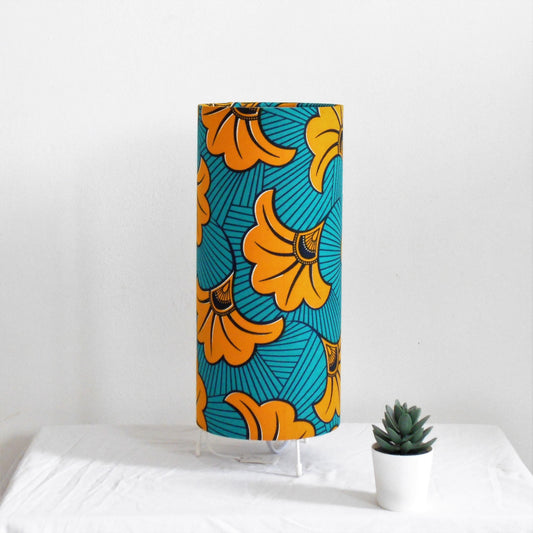 African Print Table Lamp - Teal
