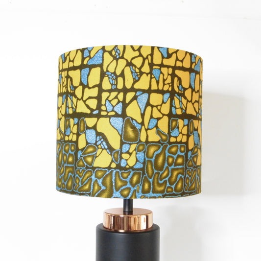 African Print Lampshade 15-45cm - Bronze Blue Shimmer