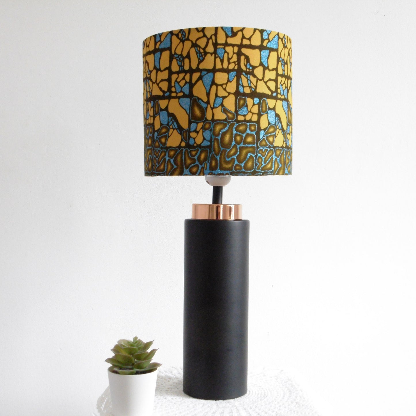 African Print Lampshade 15-45cm - Bronze Blue Shimmer