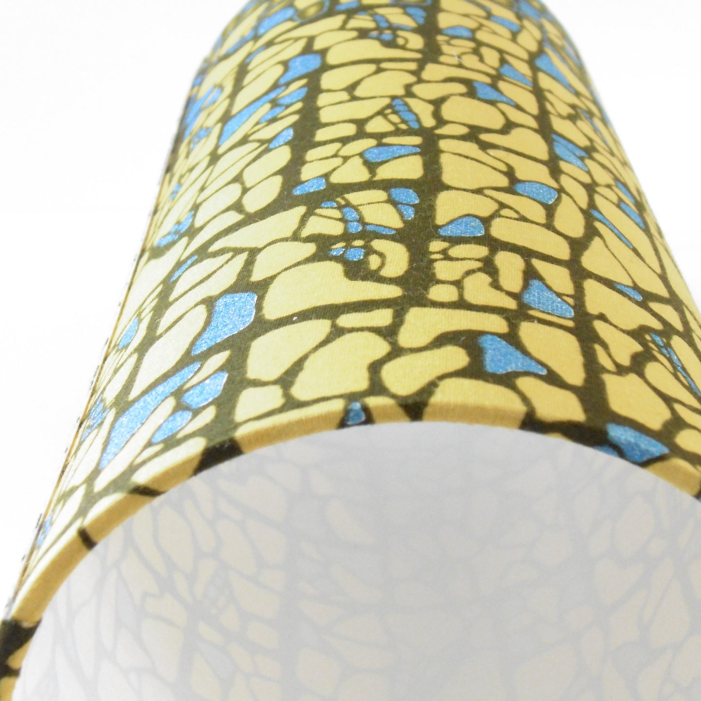 Tall African Print Floor Lamp - Bronze Blue Shimmer