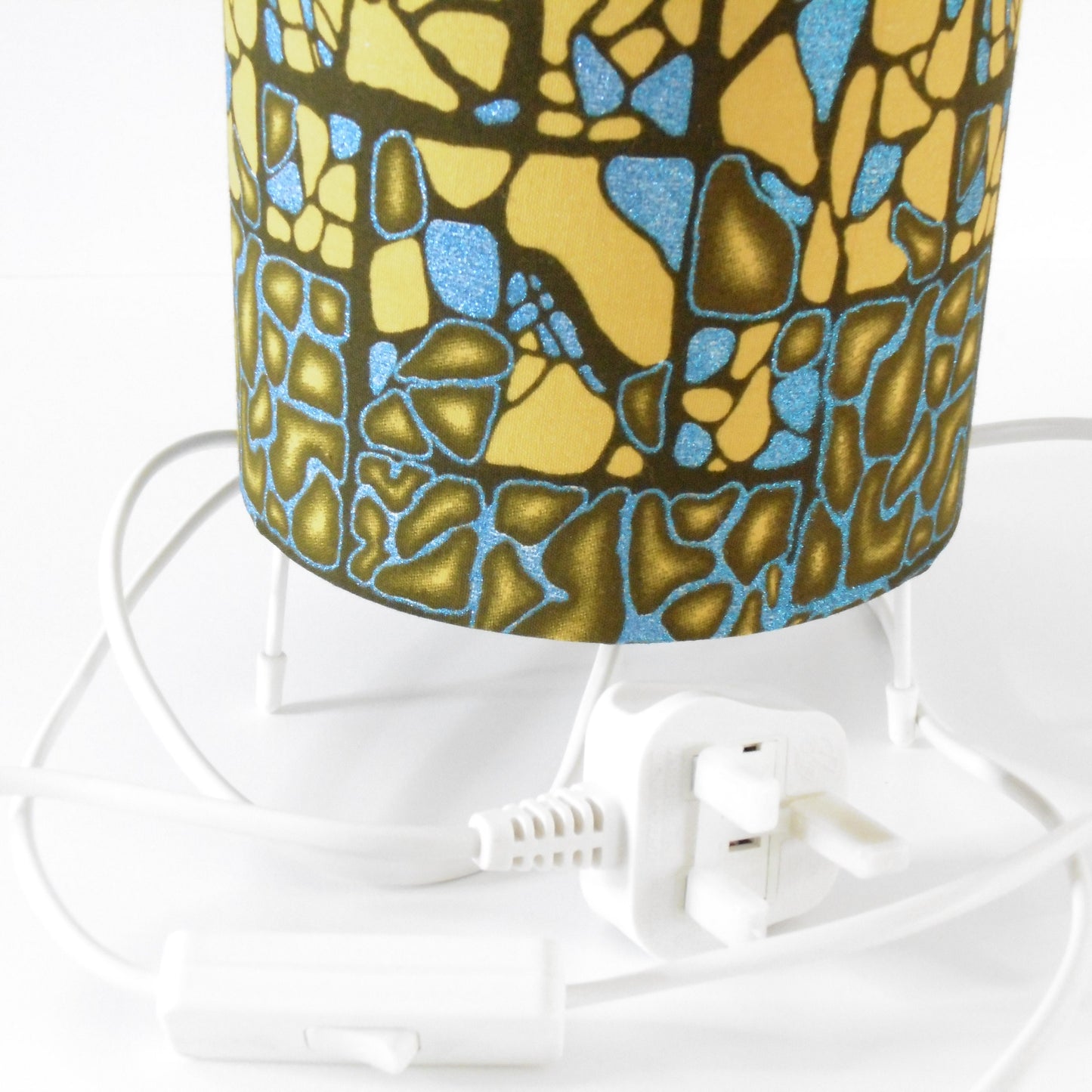 Tall African Print Floor Lamp - Bronze Blue Shimmer