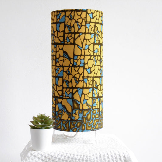 African Print Table Lamp - Bronze Blue Shimmer
