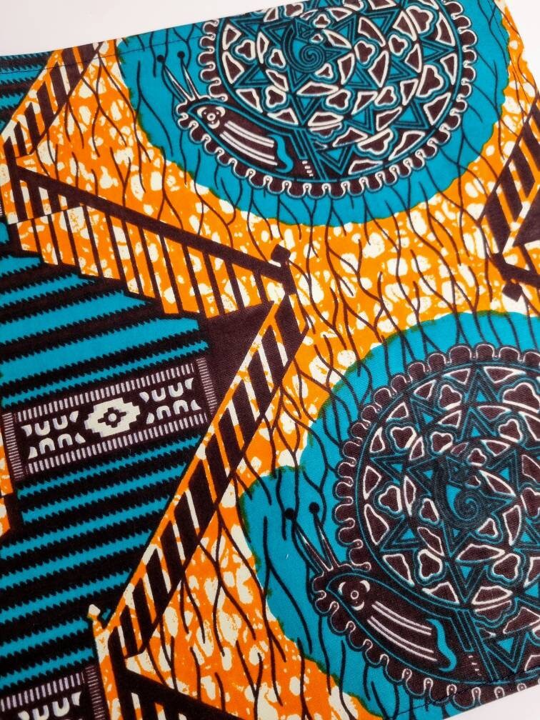 Handmade Ankara Pocket Square, Handkerchief - green orange