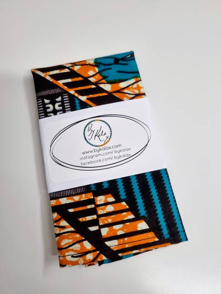 Handmade Ankara Pocket Square, Handkerchief - green orange