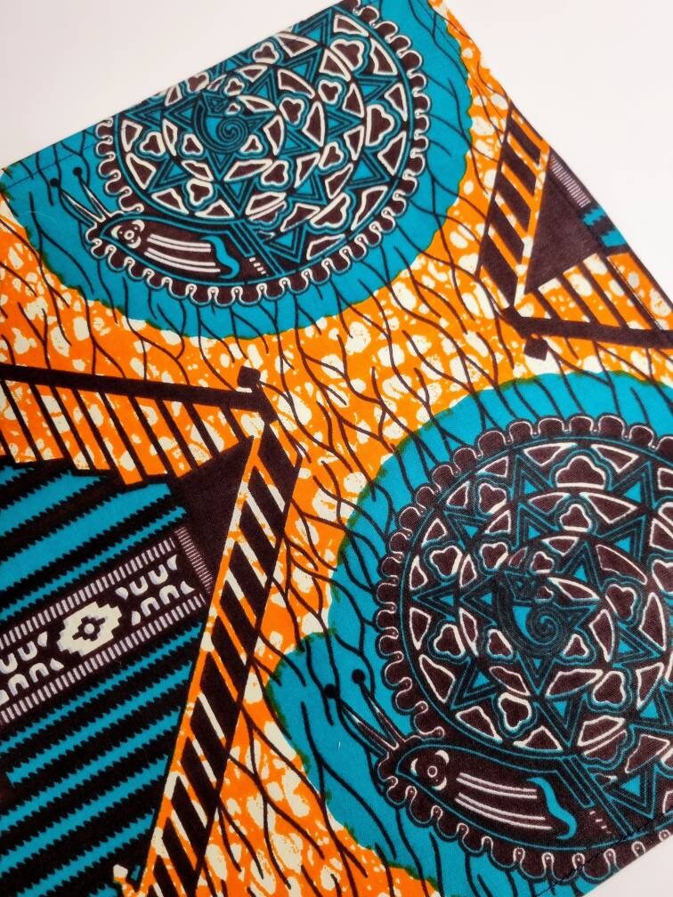 Handmade Ankara Pocket Square, Handkerchief - green orange