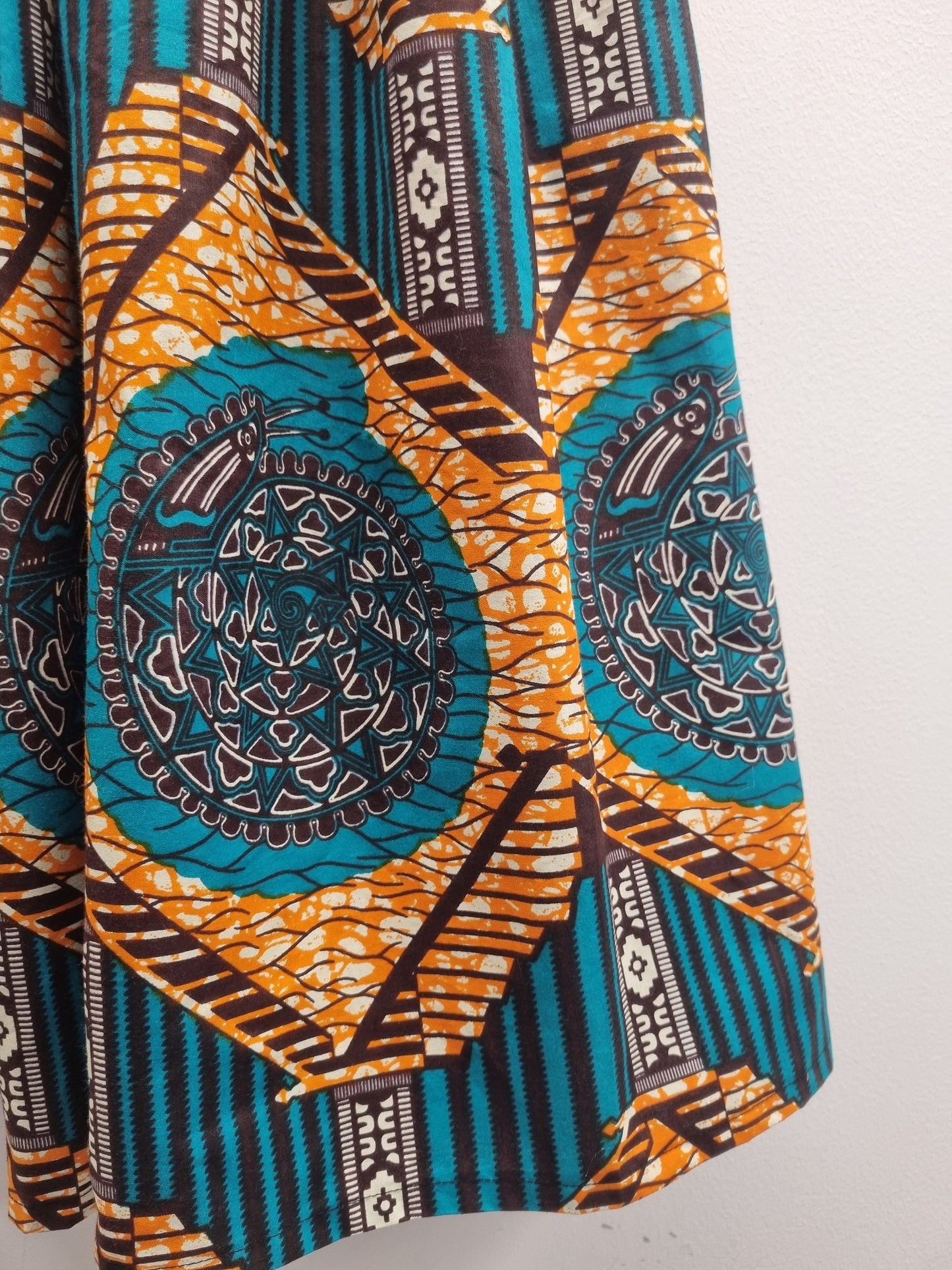 African Print Skirt - Green Teal Orange