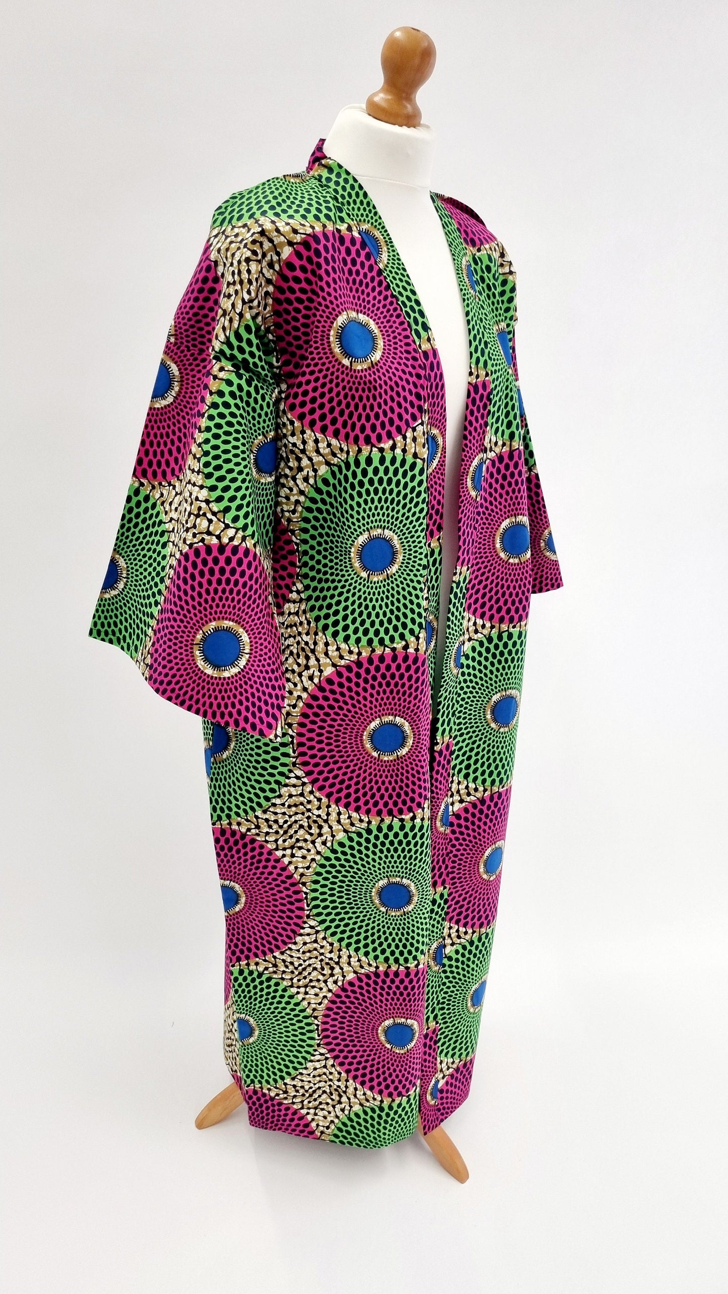 African Print Kimono Style Jacket - one size - Circle print