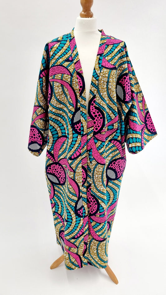 African Print Kimono Style Jacket - one size - Tropical print