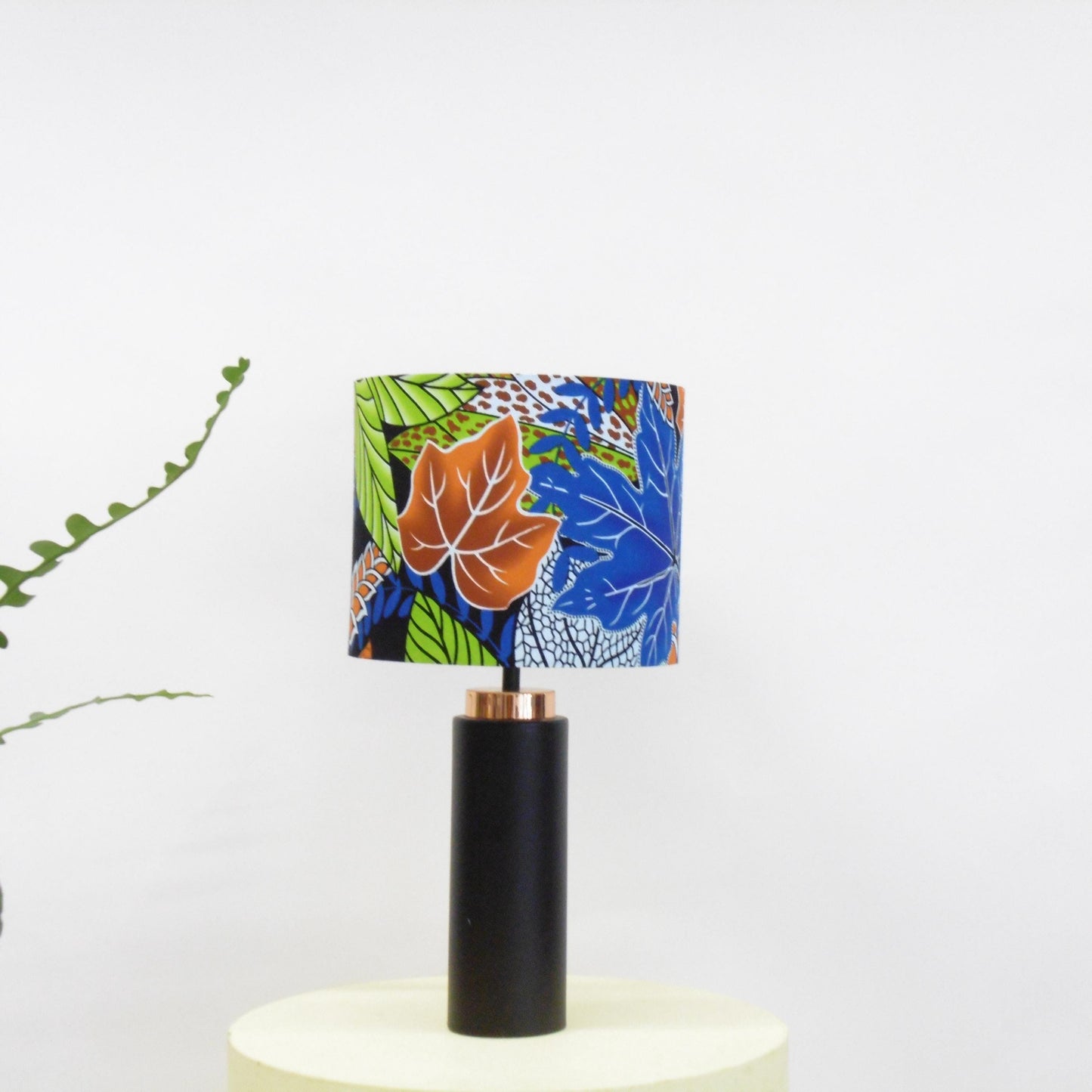 African Print Lampshade 15-45cm - Blue Green Leaf