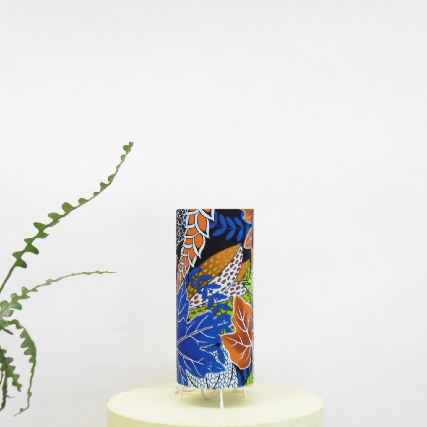 African Print Table Lamp - Blue Green Leaf