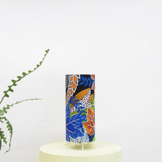 African Print Table Lamp - Blue Green Leaf