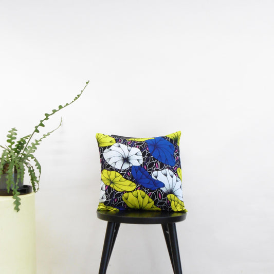 African Print Cushion Cover - blue floral