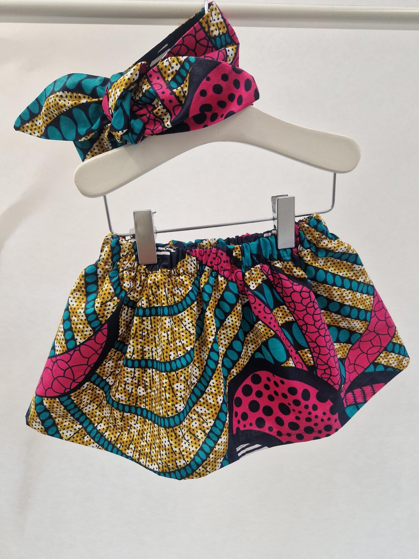 African Print Skirt & Matching Hairtie (0-9years), Tropical
