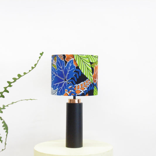 African Print Lampshade 15-45cm - Blue Green Leaf