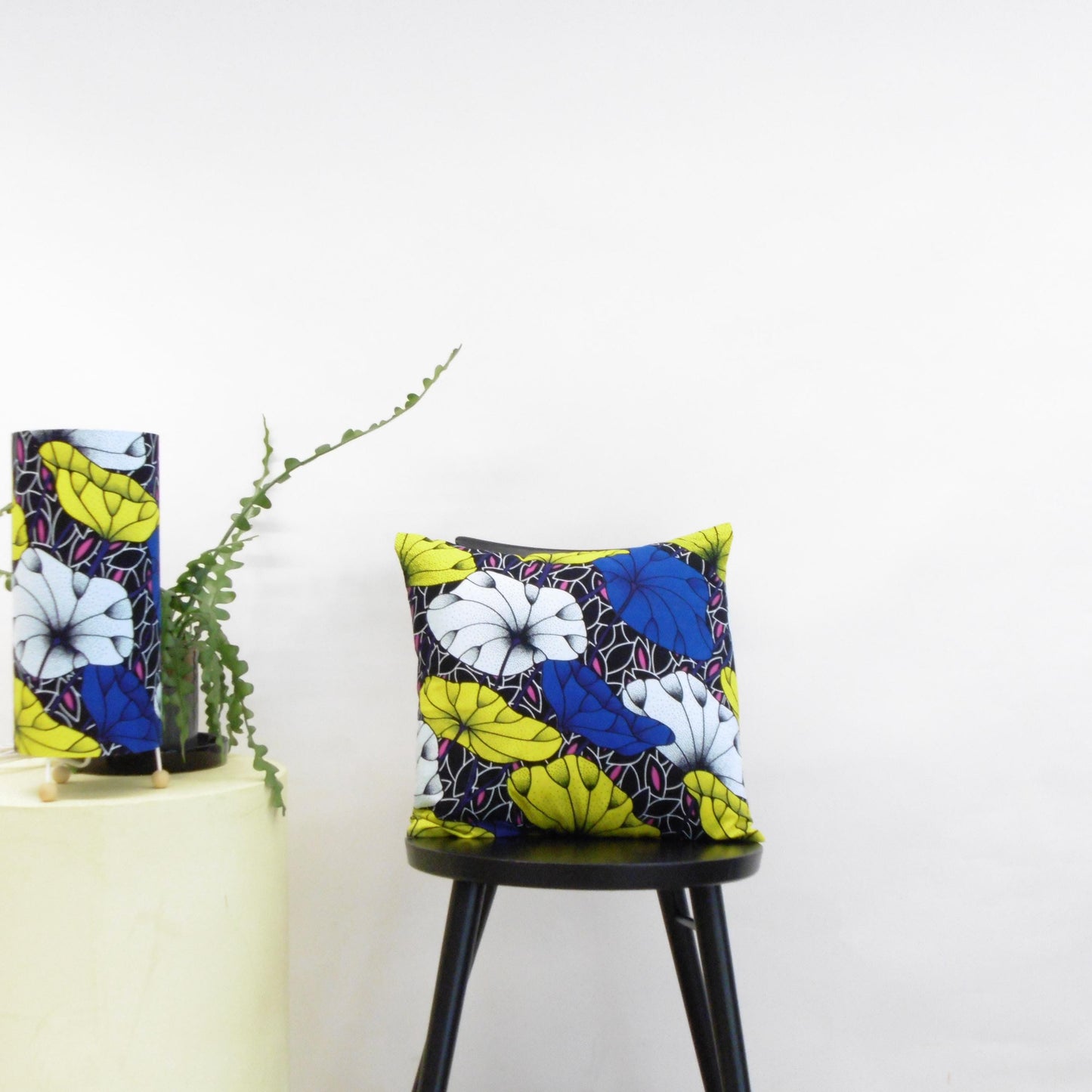 African Print Cushion Cover - blue floral