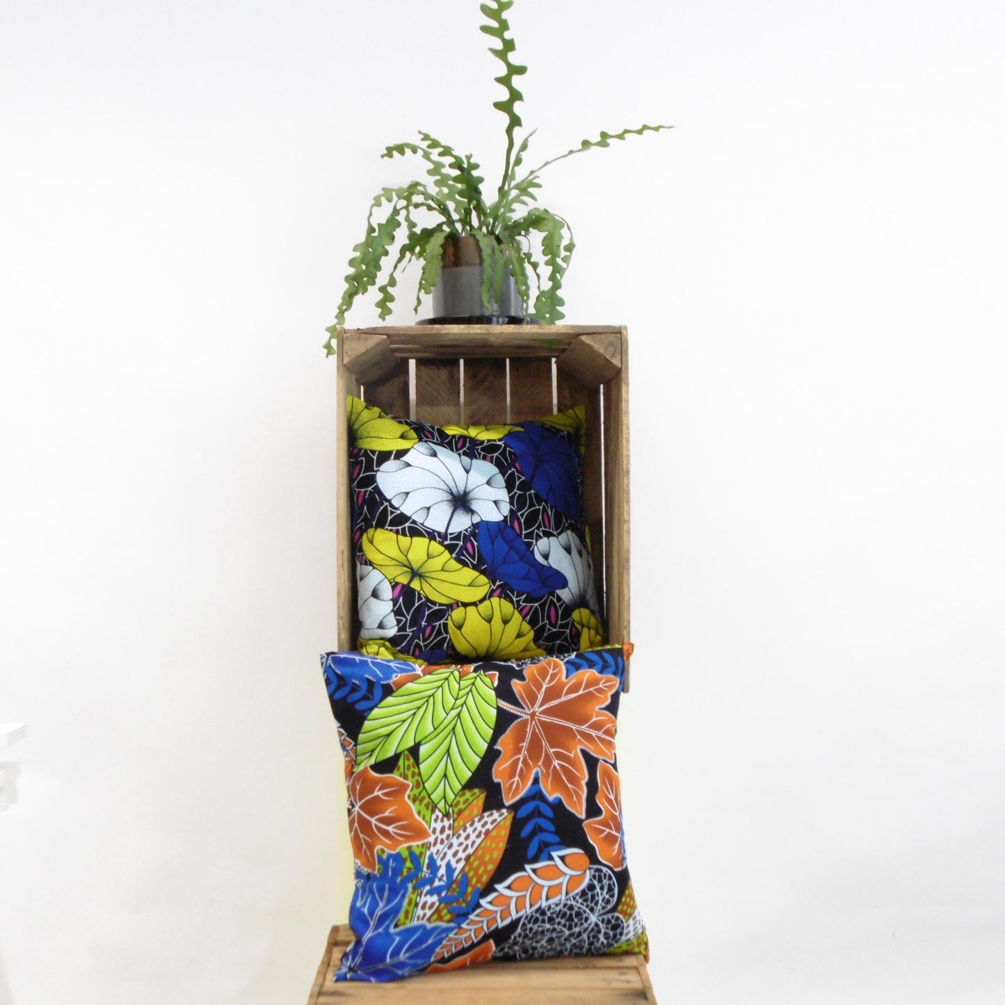 Cushion Cover - Blue Green Leaf