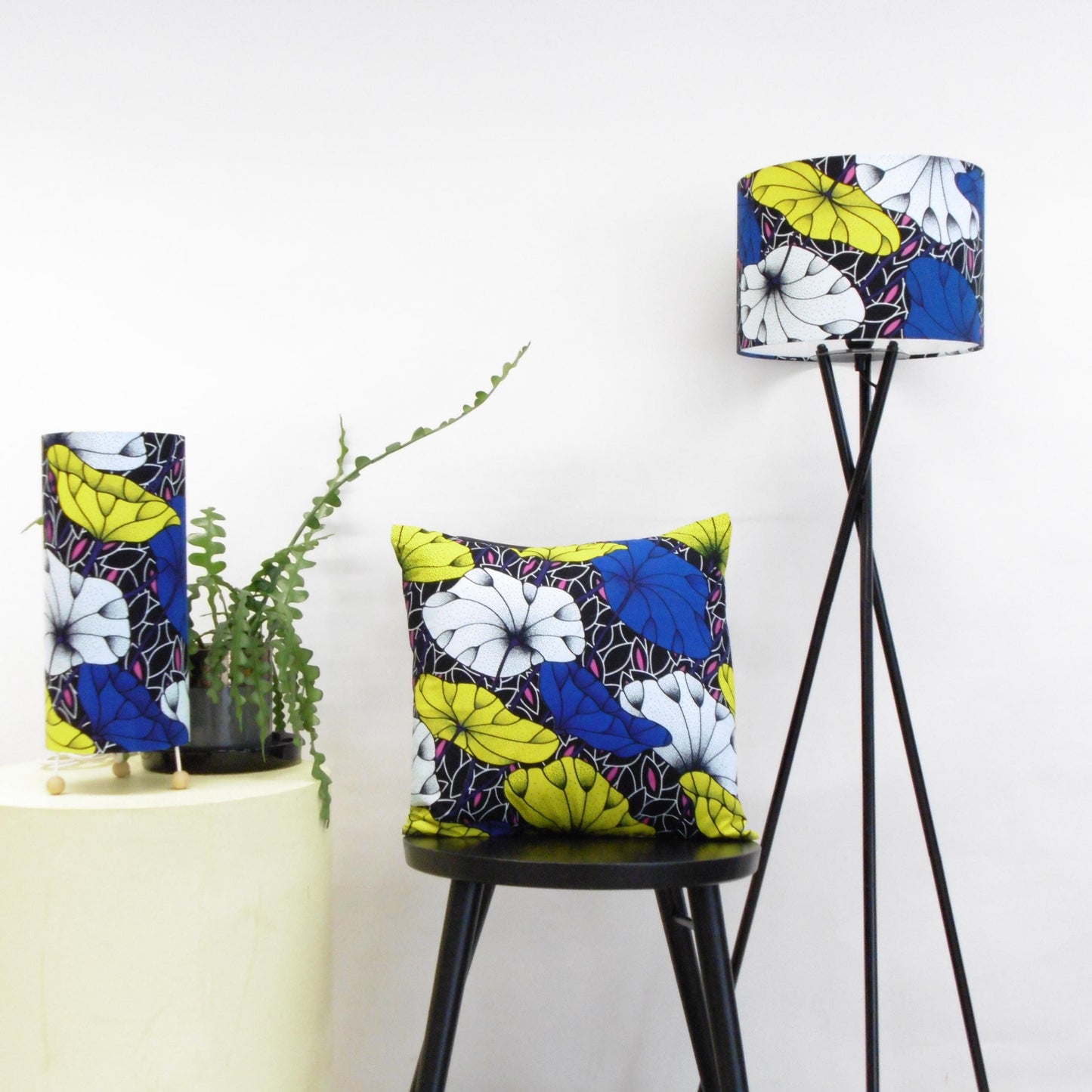African Print Lampshade 15-45cm - Blue Floral