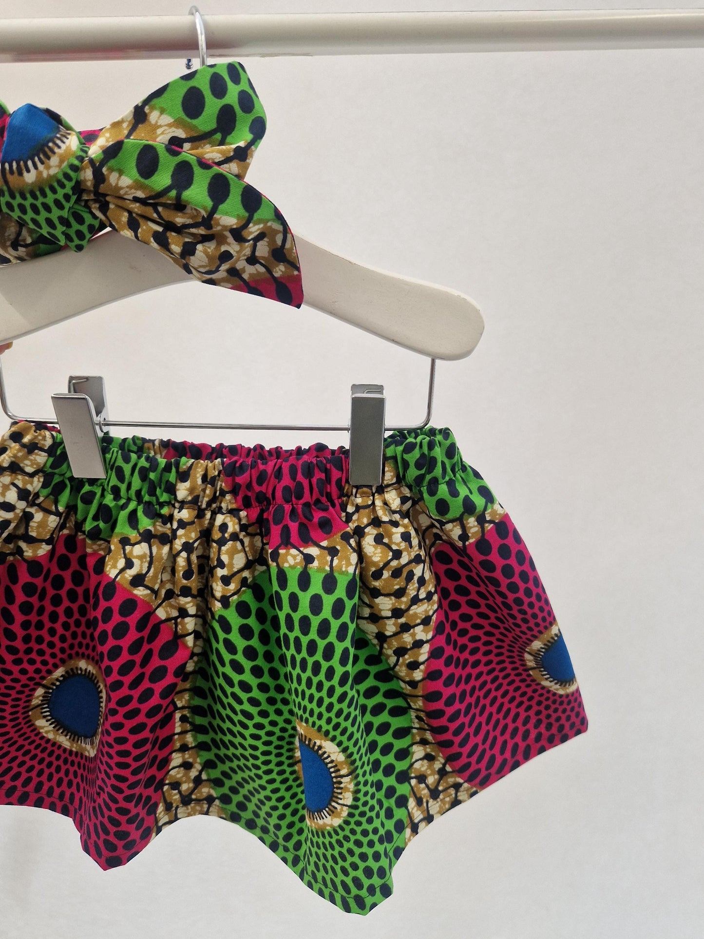 African Print Skirt & Matching Hairtie (0-9years) - Circle