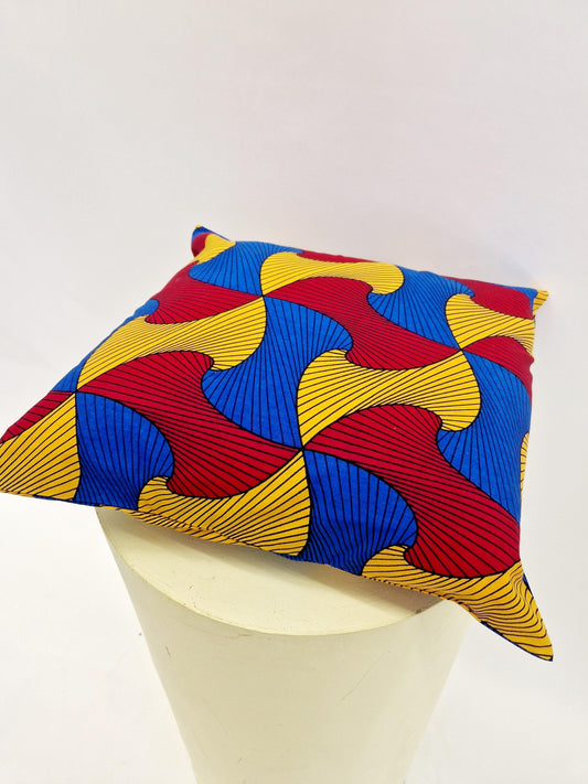 Envelope Style Cushion Cover - Red Blue Swirl