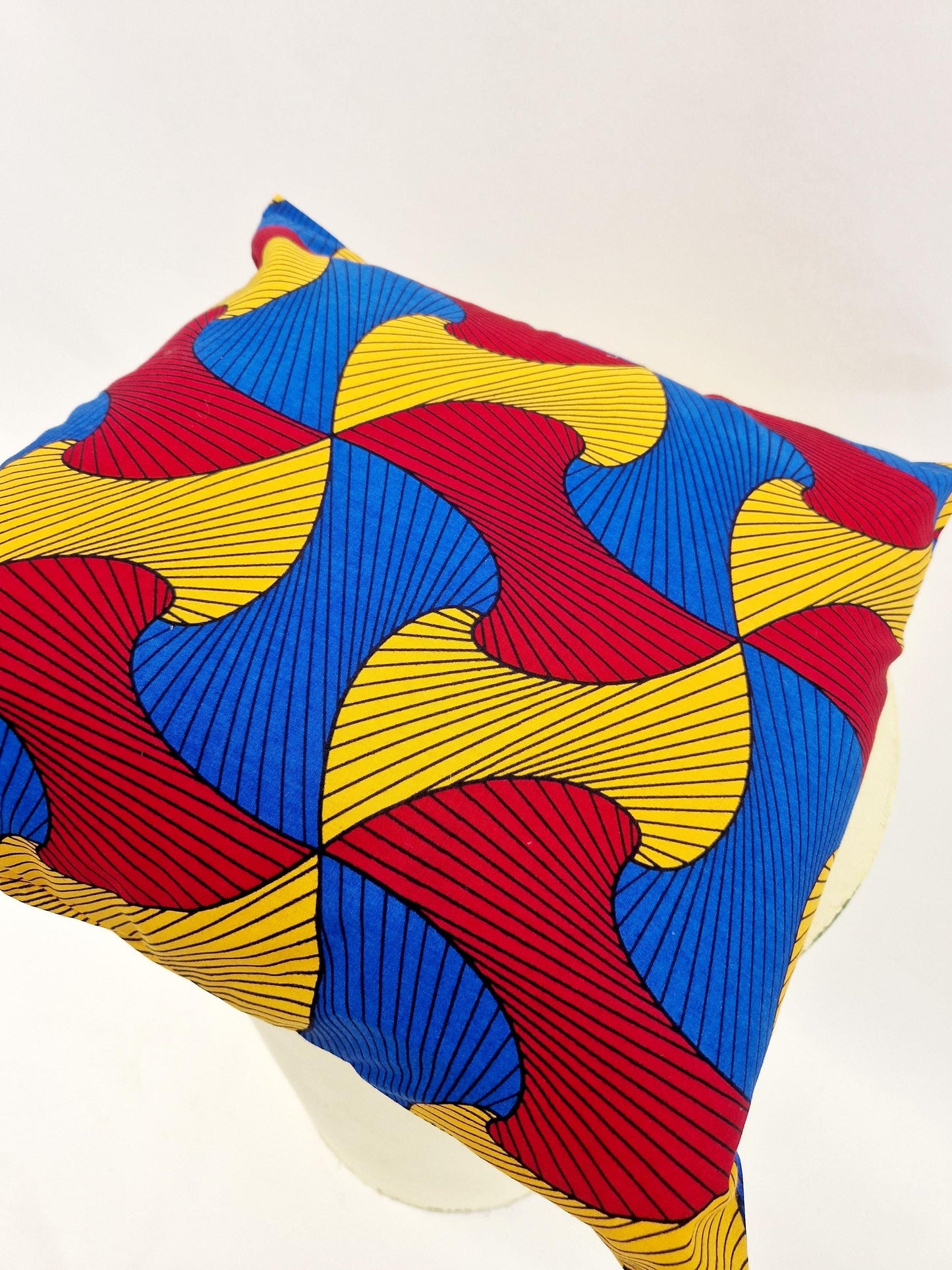 Envelope Style Cushion Cover - Red Blue Swirl