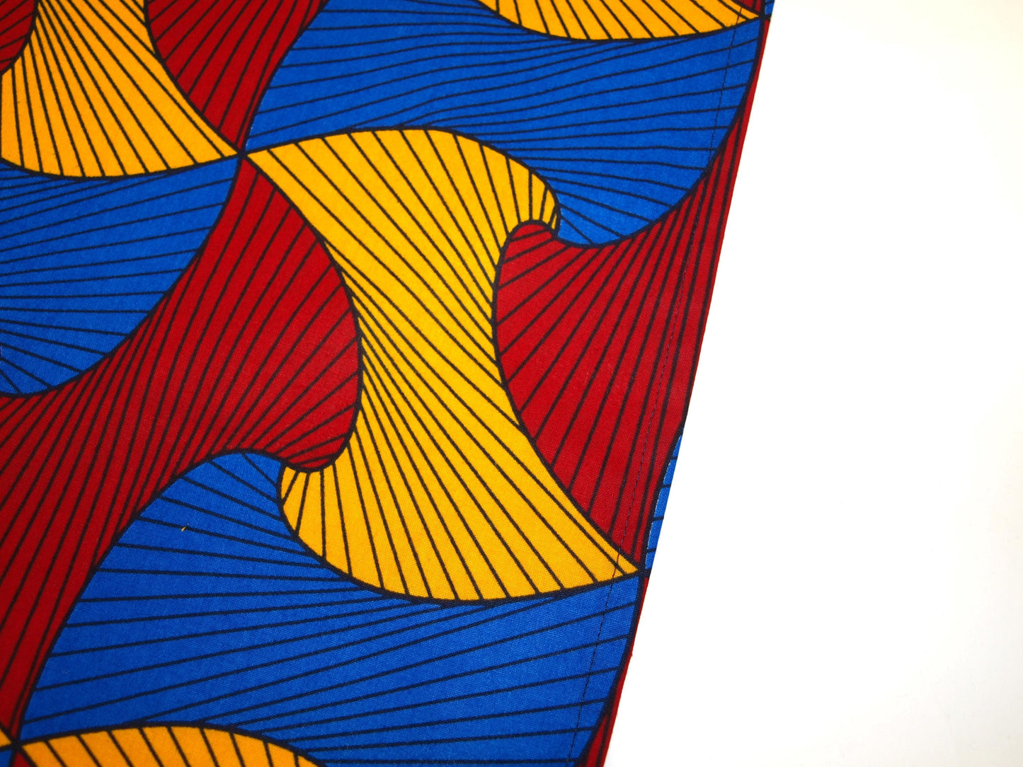 African Print Table Runner and Napkins Set - Red Blue Swirl