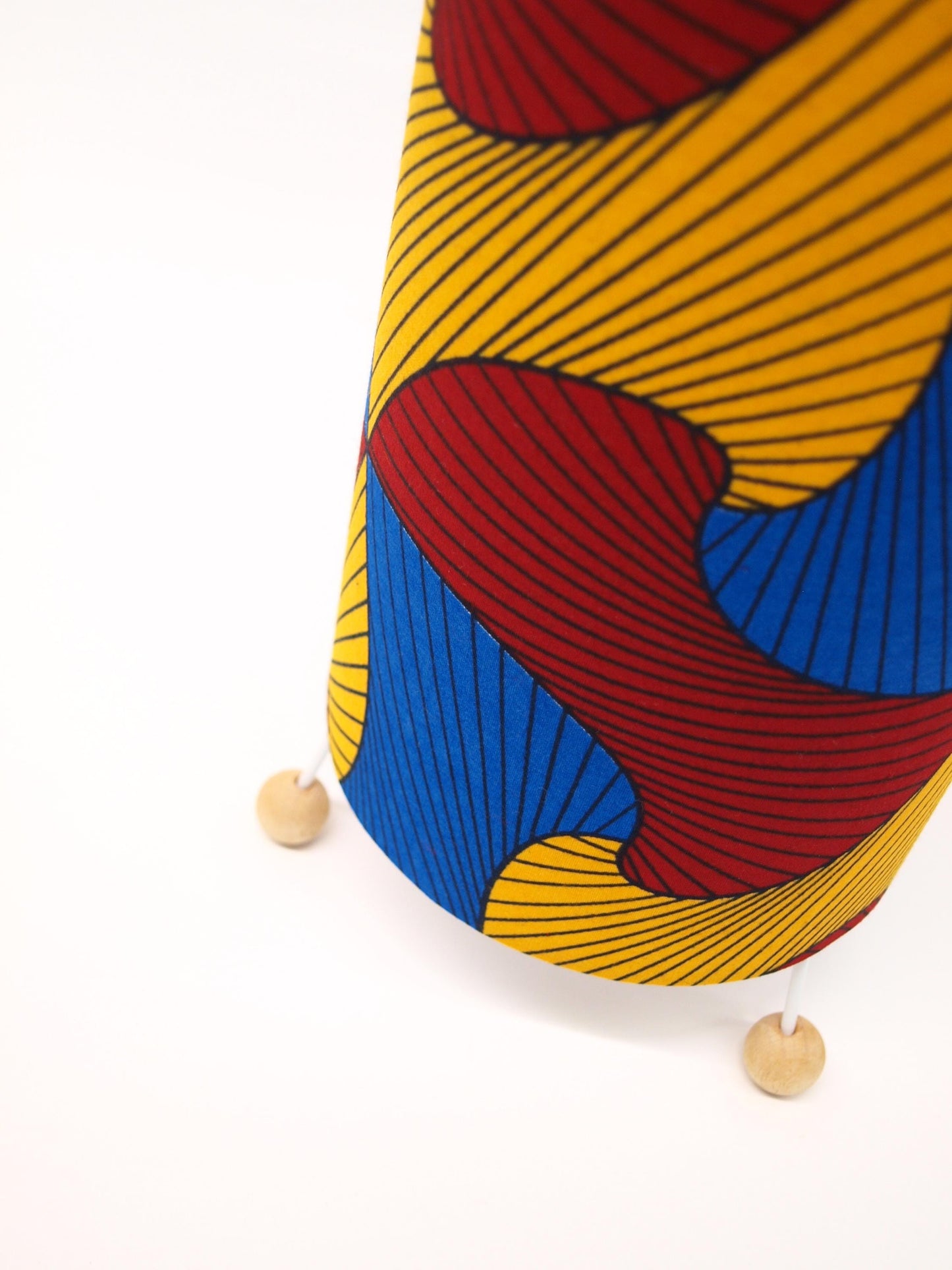 Handmade African Print Table Lamp - Red Blue Swirl