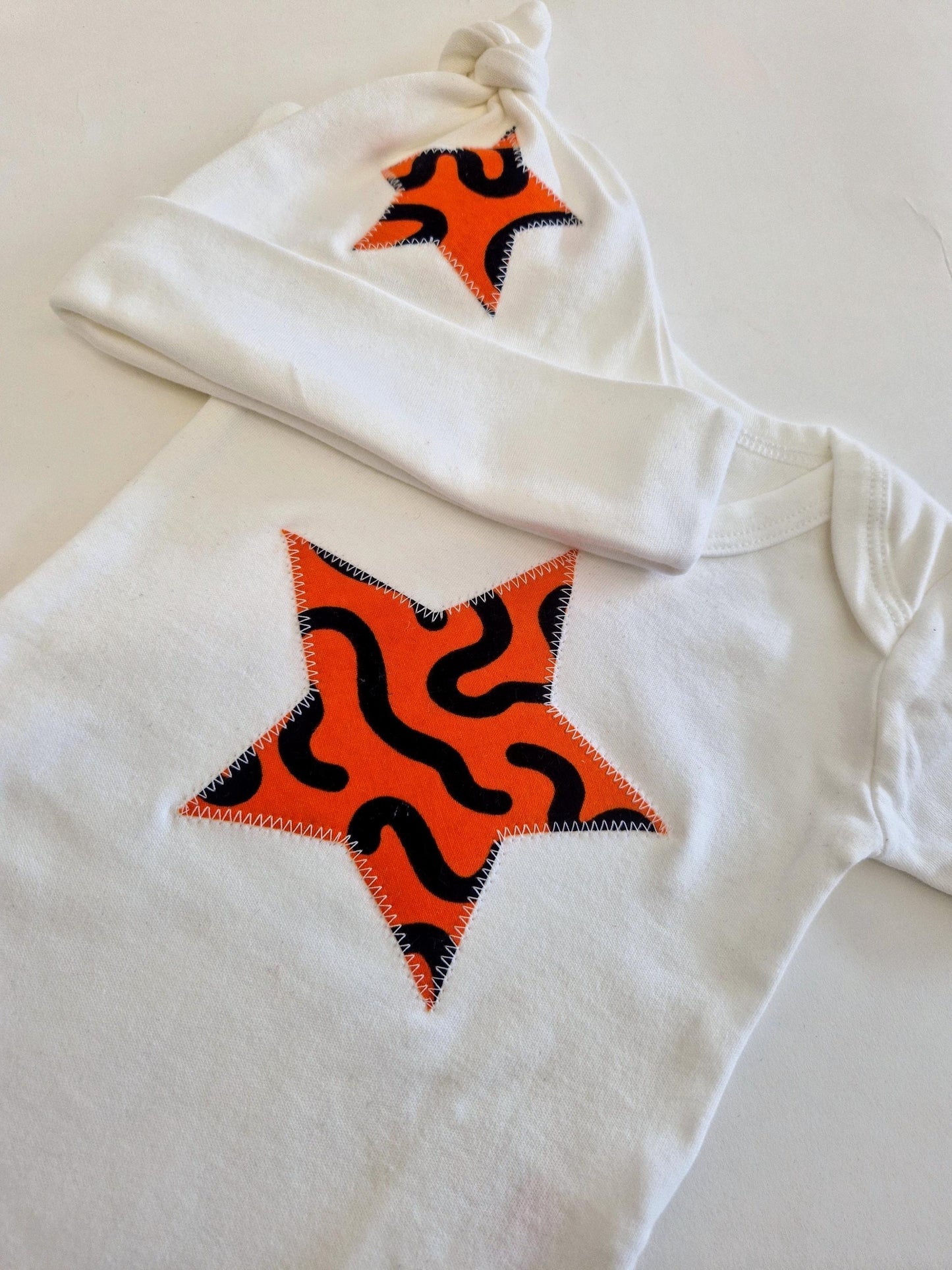 African Print Star Bodysuit, Baby Vest, 0-18 months - Orange