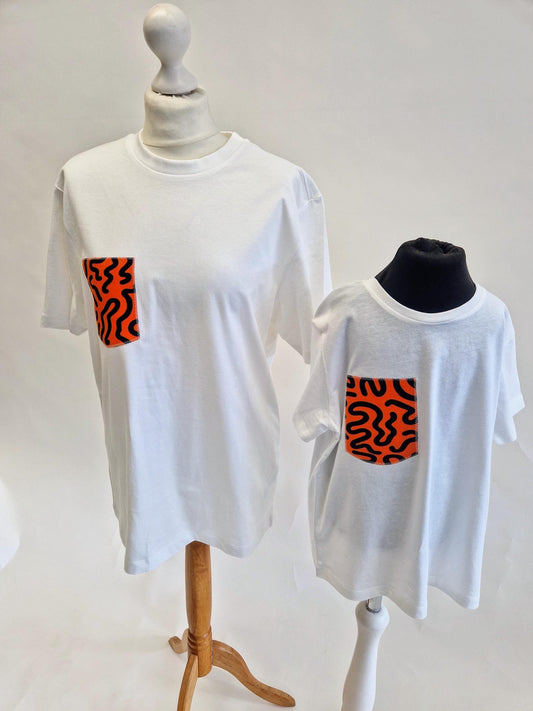 Kids White and Black African Print Applique Star T-shirt